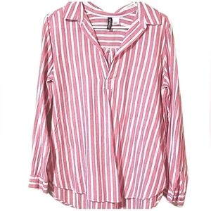 H&M Divided red white & blue striped tunic v-neck long-sleeve pullover size 10